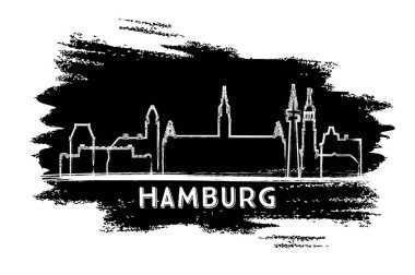 Hamburg Almanya Şehir Silueti Silueti. El Çizimi Çizimi.
