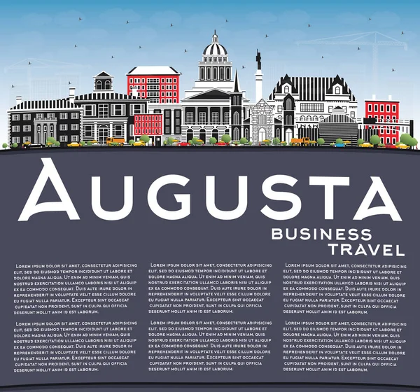 Augusta Maine City Skyline con edificios de color, Blue Sky y Co — Vector de stock