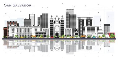 Gri Binalar ve Yansımalar ile San Salvador City Skyline mı