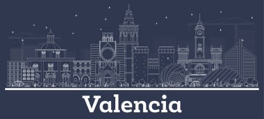 Beyaz Binalar ile Anahat Valencia İspanya Şehir Skyline. 