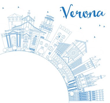 Anahat Verona İtalya şehir manzarası ile mavi binalar ve kopya S