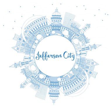 Anahat Jefferson şehir Missouri manzarası ile mavi binalar ve 