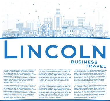 Mavi Binalar ve Co ile Anahat Lincoln Nebraska Şehir Skyline