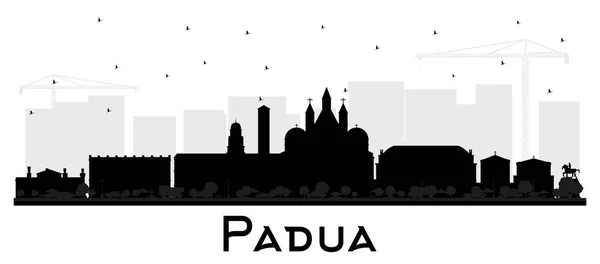 Padua Italië stad skyline silhouet met zwarte gebouwen isolaat — Stockvector