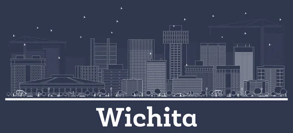Outline Wichita Kansas City Skyline with White Buildings. — Stock Vector