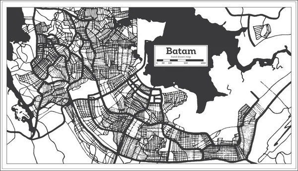 Mapa da cidade de Batam Indonesia em preto e branco . —  Vetores de Stock