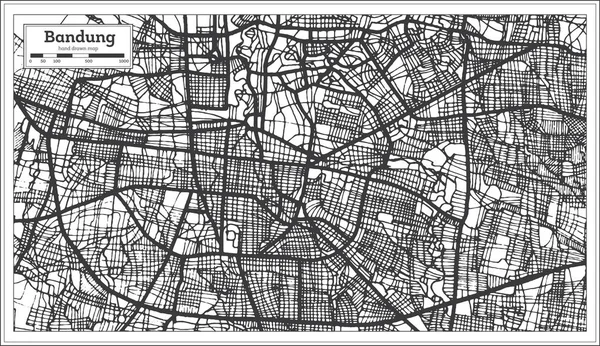 Mapa de la ciudad de Bandung Indonesia en blanco y negro . — Archivo Imágenes Vectoriales