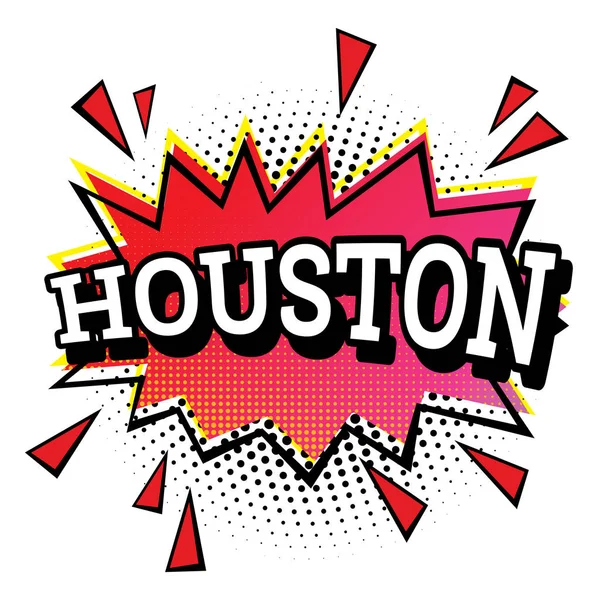 Houston Comic Metin Pop Art Style Beyaz Arka Plan izole — Stok Vektör