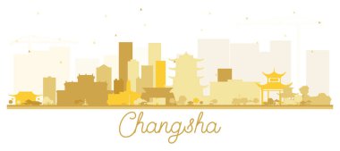 Changsha Çin Şehri Altın Binalı Skyline Silueti Iso