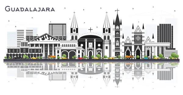 Guadalajara México Skyline con Edificios Gris y Reflexiones I — Vector de stock