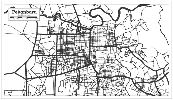 Карта города Пебару в черно-белом цвете. Контур M — стоковый вектор