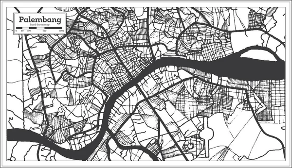 Palembang Indonesia City Map in zwart-wit kleur. Overzicht M — Stockvector
