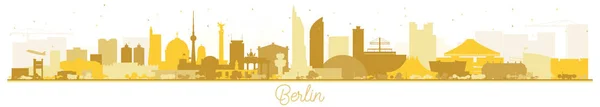 Berlino Germania Skyline Silhouette con edifici dorati isolati — Vettoriale Stock