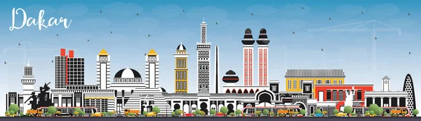 Дакар Senegal City Skyline с цветными зданиями и голубым небом . — стоковый вектор