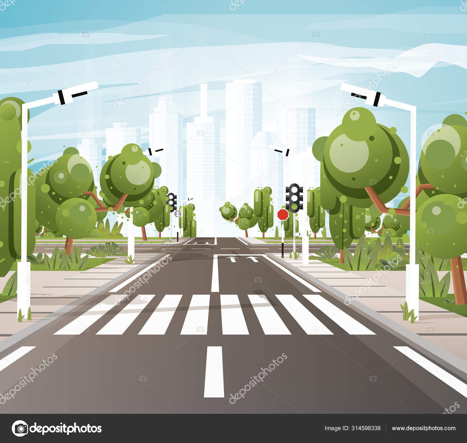 Free Vector  Pedestrian crossing crosswalk on road at green