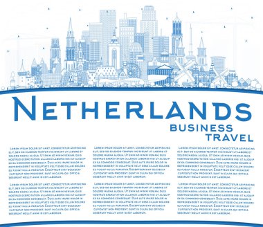 Hollanda Özeti Mavi Binalarla Skyline ve Boşluğu Kopyala.