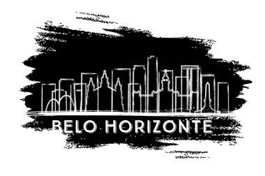 Belo Horizonte Brezilya Şehri Skyline Silhouette. El Çizimi Çizimi