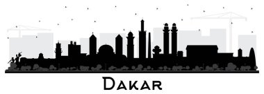 Dakar Senegal Şehri Skyline Silueti ile Siyah Binalar Isola