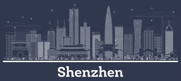 Zarys Shenzhen China City Skyline z białymi budynkami. — Wektor stockowy