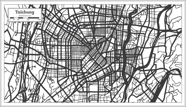 Taichung Mapa de la ciudad de Taiwán Indonesia en color blanco y negro. Fuera. — Archivo Imágenes Vectoriales