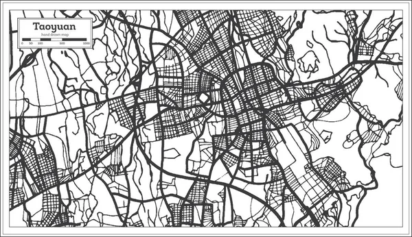 Taoyuan Taiwan City Map in zwart-wit kleur. Overzichtskaart. — Stockvector