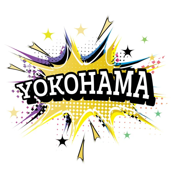 Yokohama Comic Text in Pop Art Style Isolado em Branco Backgroun — Vetor de Stock