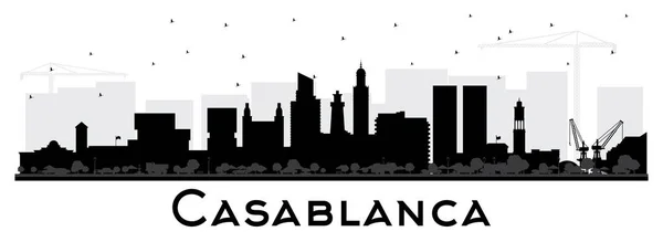 Casablanca Fas Şehri Siyah Binalı Skyline Silueti — Stok Vektör