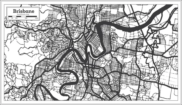 Brisbane Australia City Map in Black and White Color. Outline Ma — Stock Vector