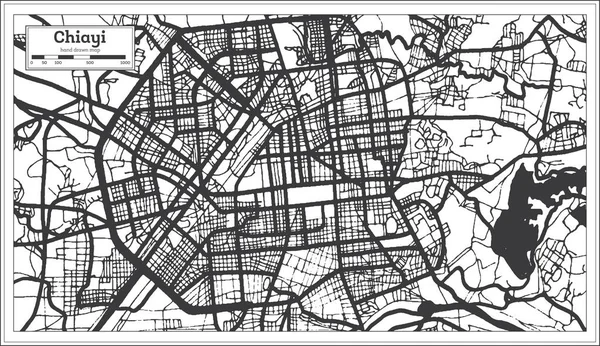 嘉義台湾市地図黒と白の色。概要図. — ストックベクタ