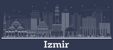 İzmir Türkiye Şehri Beyaz Binalarla Ufuk Çizgisi.