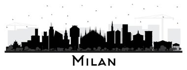 Milan İtalya 'nın Gökyüzü Çizgisi Silüeti Renk Binaları İzole Edildi
