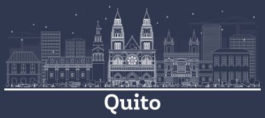 Özet: Quito Ekvador Şehri Beyaz Binalarla Skyline. 