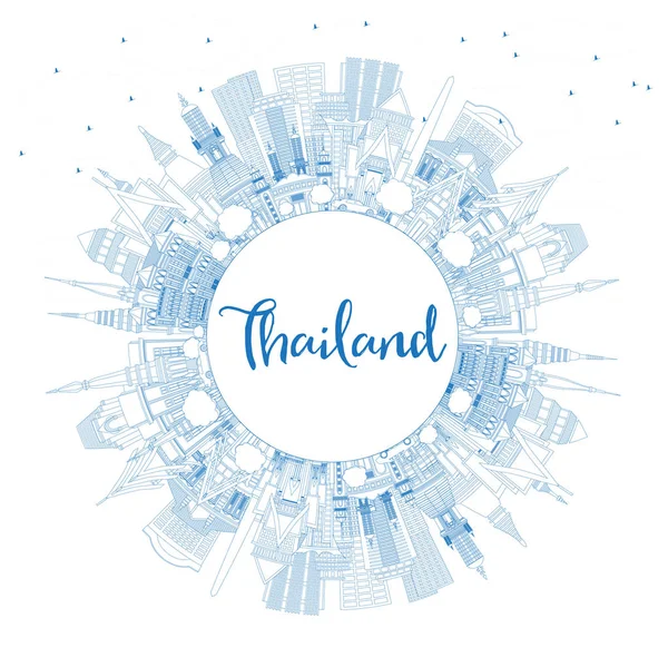 Panoramę miasta Tajlandii konspektu z niebieskie budynki i miejsca kopii — Wektor stockowy