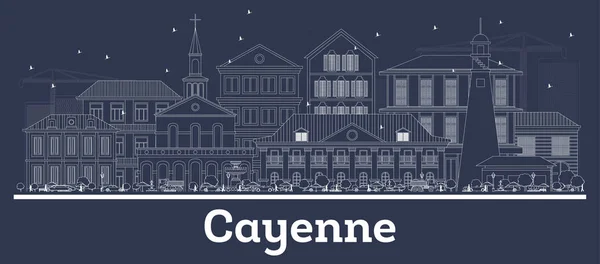 Overzicht Cayenne French Guiana City Skyline met witte gebouwen. — Stockvector