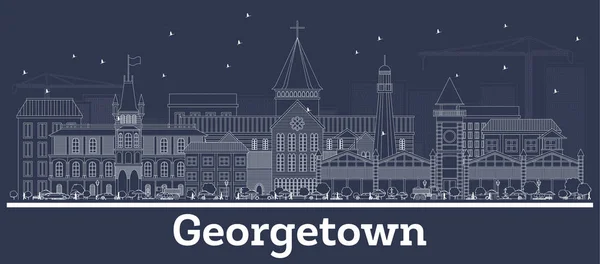 Overzicht Georgetown Guyana City Skyline met witte gebouwen. — Stockvector