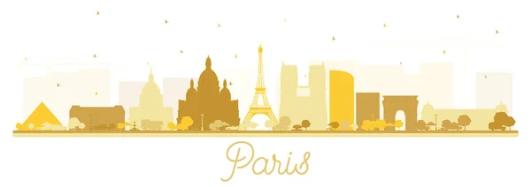 Paris France City Skyline Silhouette Golden Buildings Isolated White Vector — Stock Vector