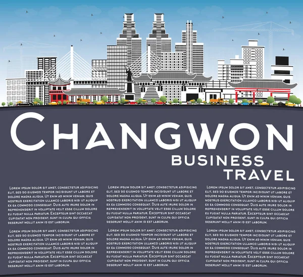 Changwon South Korea City Skyline Color Buildings Blue Sky Copy — Wektor stockowy