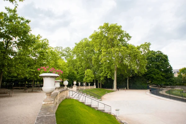 Paris France May 2019 Luxembourg Garden Paris France Staircase Vases — Stock Photo, Image