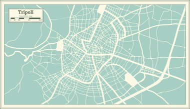 Trablus Yunanistan Şehir Haritası Retro Style. Taslak Harita. Vektör İllüstrasyonu.