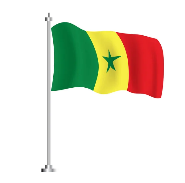 Сенегальский Флаг Изолированный Волновой Флаг Сенегала Векторная Миграция — стоковый вектор