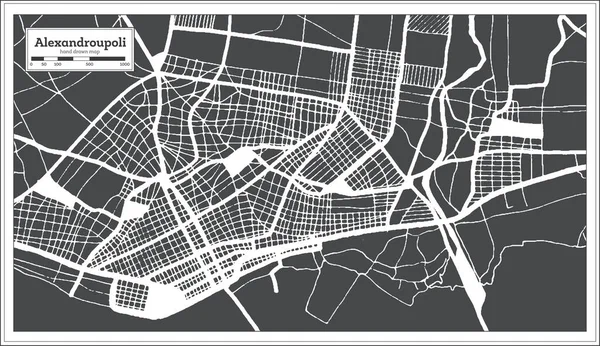 アレクサンドルーポリ市地図レトロスタイルで 概要図 ベクターイラスト — ストックベクタ
