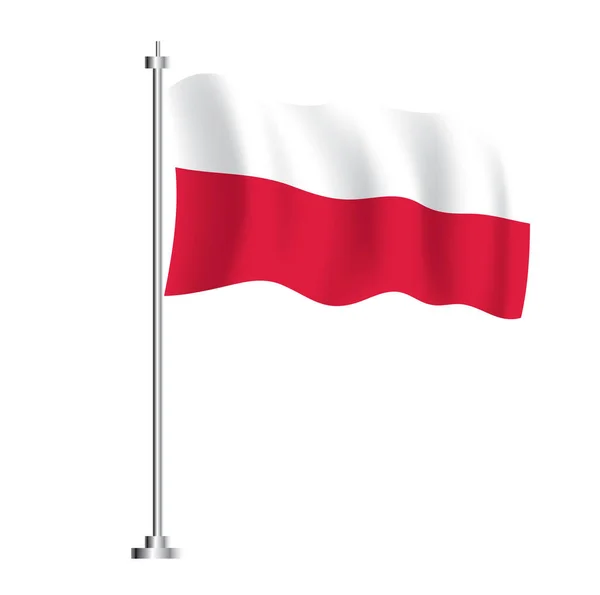 Polska Flaga Odizolowana Flaga Fali Polski Kraj Ilustracja Wektora — Wektor stockowy