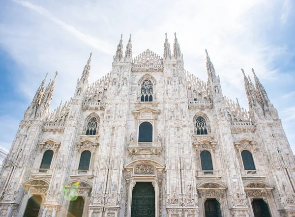 Facade Milan Duomo Italy Milan Cathedral Sunny Day Bottom View — Stock Photo, Image