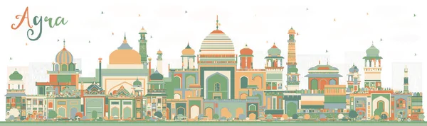 Agra India City Skyline Met Kleur Gebouwen Vector Illustratie Business — Stockvector