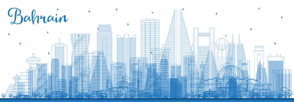 Disposition Bahrain City Skyline Med Blue Buildings Vektorillustration Affärsresor Och — Stock vektor