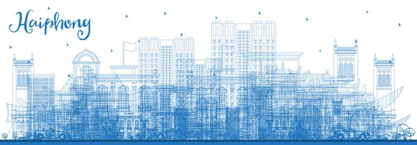 Descripción Haiphong Vietnam City Skyline Con Edificios Azules Ilustración Vectorial — Vector de stock