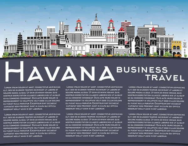 Havanna Kuba City Skyline Med Color Buildings Blue Sky Och — Stock vektor