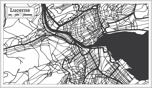 Lucerne Switzerland City Map Black White Color Retro Style Конструкторська — стоковий вектор