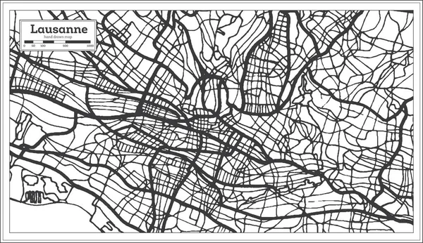 Карта Городов Швейцарии Черно Белом Цвете Стиле Ретро Карта Контуров — стоковый вектор