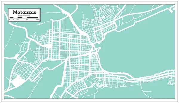 Matanzas Cuba Mappa Città Stile Retrò Mappa Del Contorno Illustrazione — Vettoriale Stock